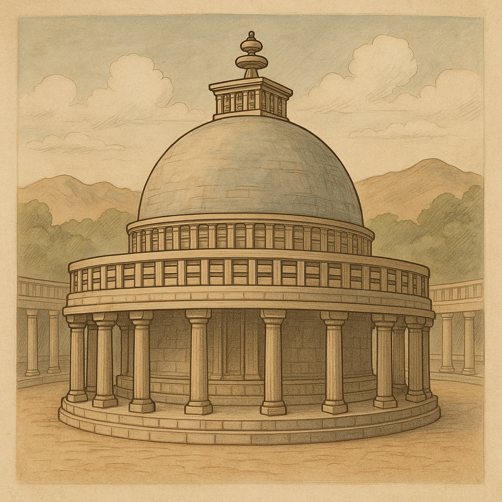 간다라 양식 스투파의 외형과 주변 회랑