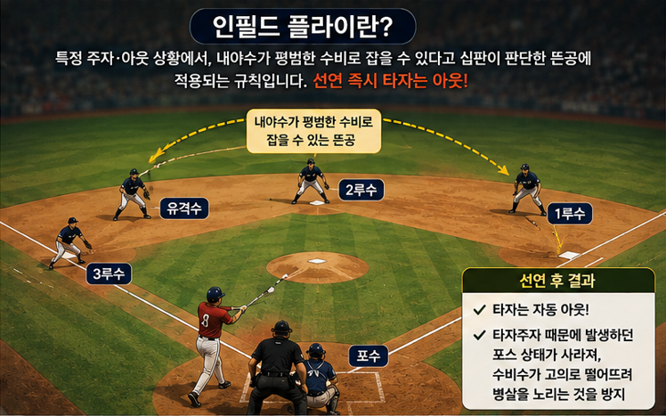 인필드 플라이란? 타자가 자동 아웃되는 이유와 적용 조건 총정리