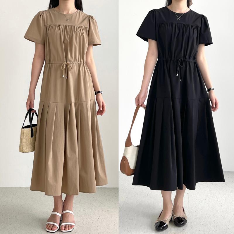 바스락원피스 아노락 플리츠 여름 냉장고원피스 롱 프라다원단 40대여름 77사이즈 임산부