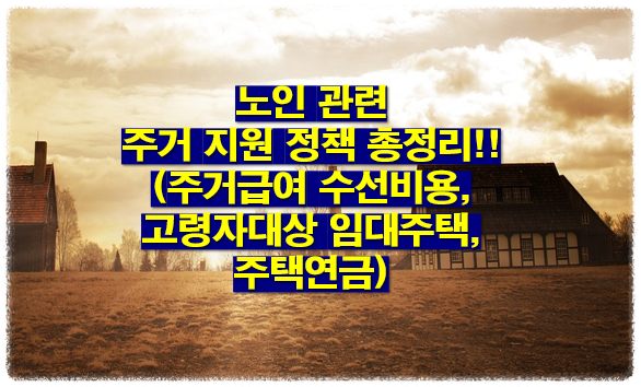 노인 주거지원 정책 총정리!!(주거급여 수선비용, 고령자대상 임대주택, 주택연금)