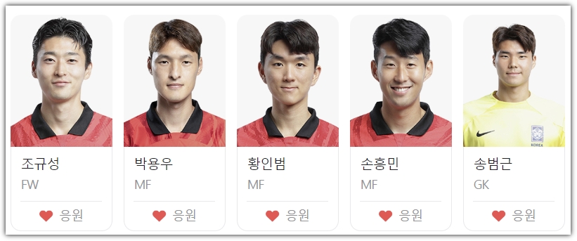한국팀 선수단