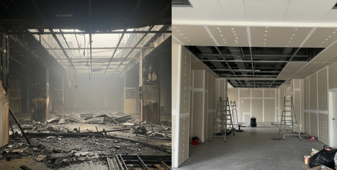 함평 화재 청소 후 복구중