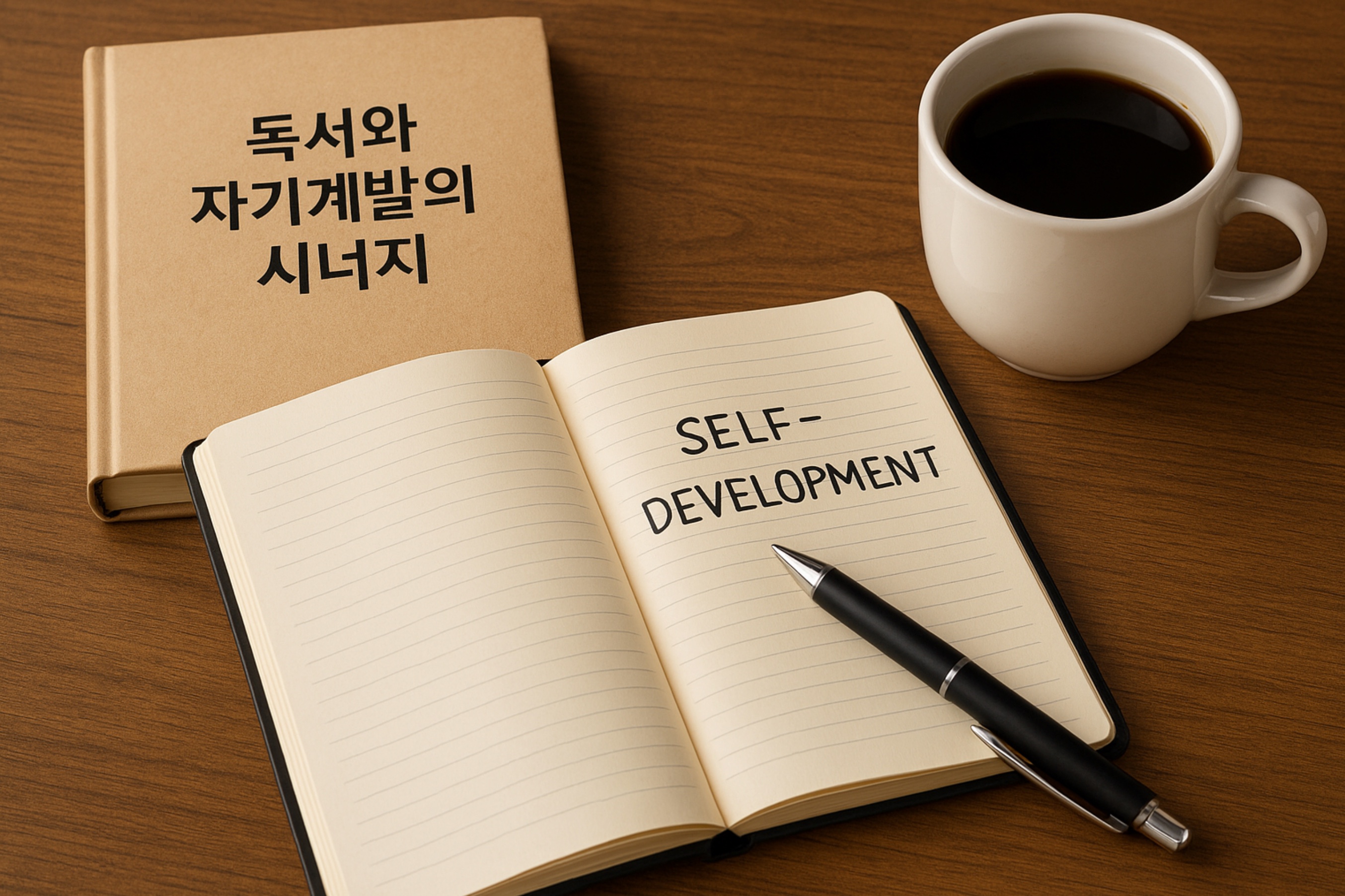독서를 하며 얻은 지식을 노트에 적고 있다.