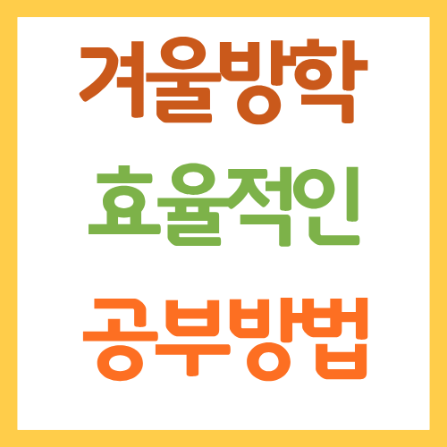 겨울방학 공부스케줄