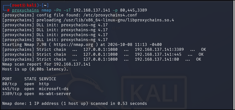 ProxyChains nmap 스캔 결과