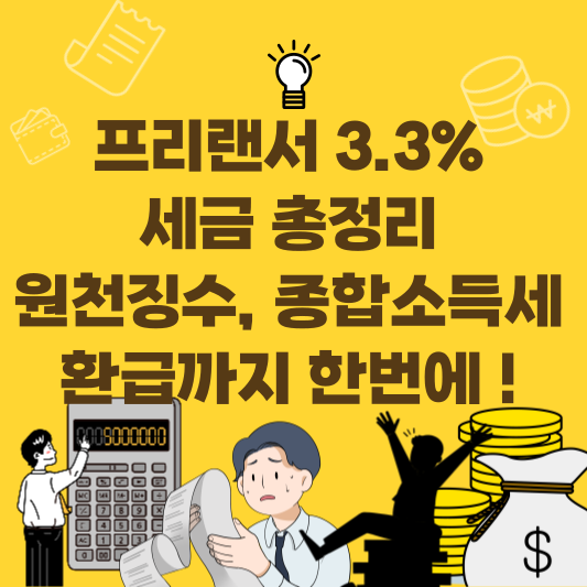 프리랜서와 N잡러를 위한 3.3% 원천징수 세금 구조와 환급 방법을 한눈에 정리한 인포그래픽