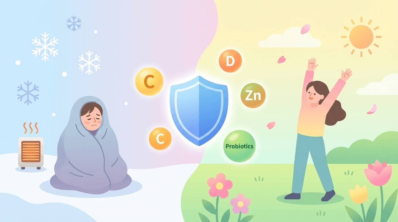 겨울에서 봄으로 넘어가는 환절기 면역 관리 인포그래픽