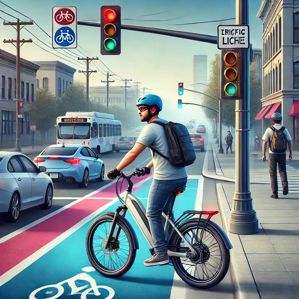 전기자전거와 신호 관련 이미지