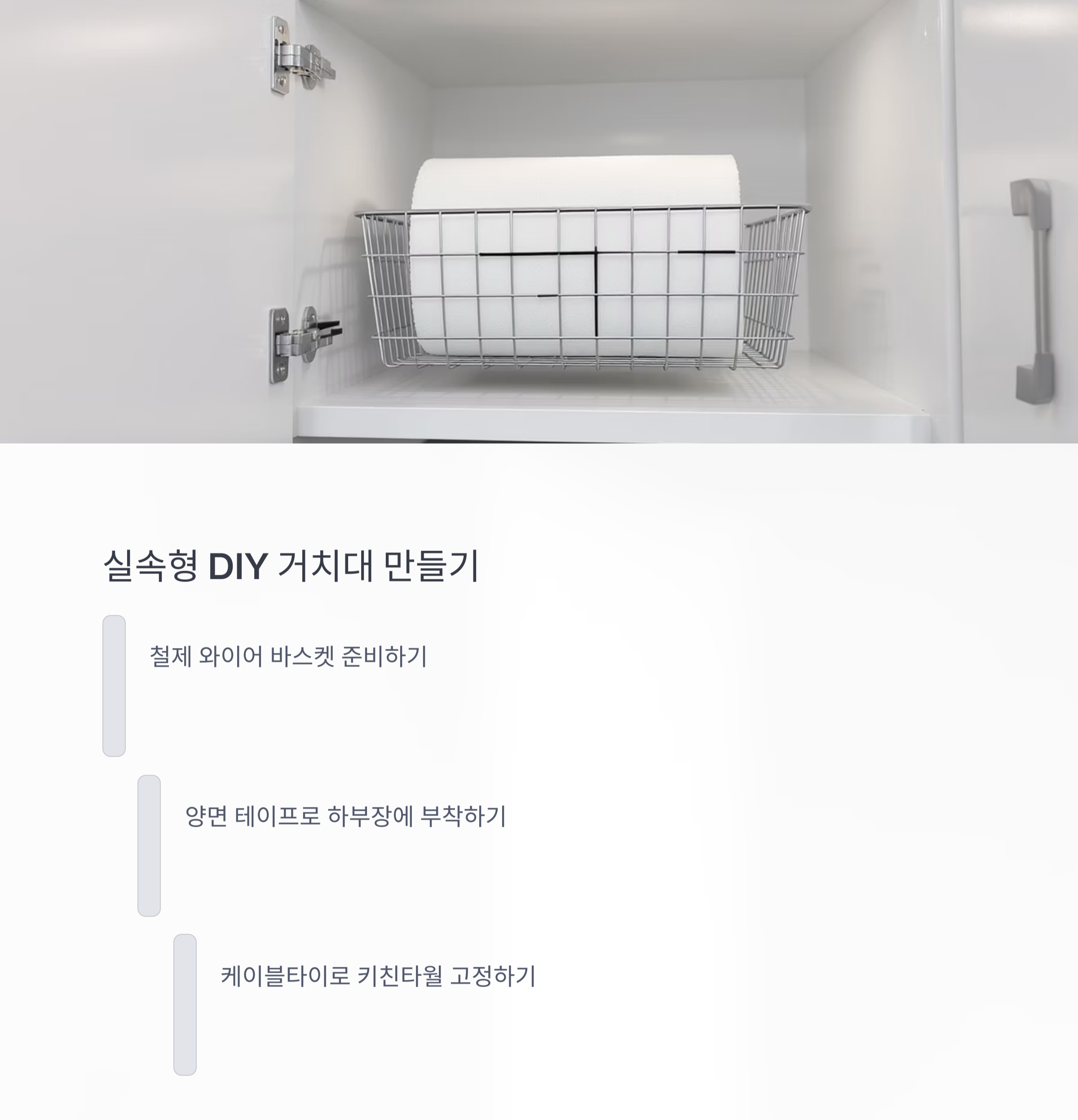 키친타월, 하부장 문 안쪽에 쏙! 공간 살리는 수납 비법 공개