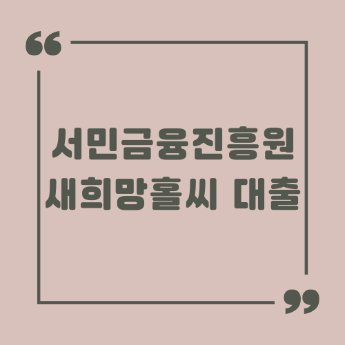 서민금융진흥원 새희망홀씨 대출