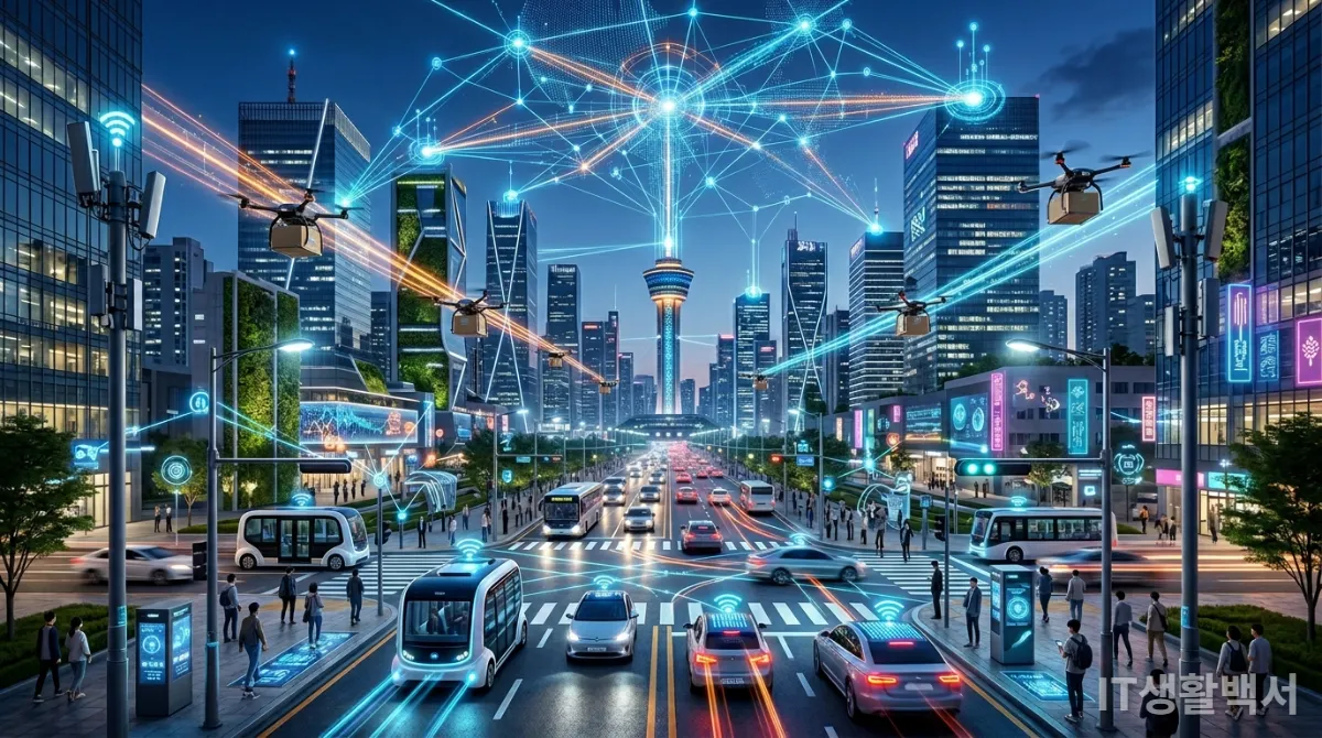 AI, 5G, IoT 기술이 융합된 한국의 미래 스마트 시티 풍경