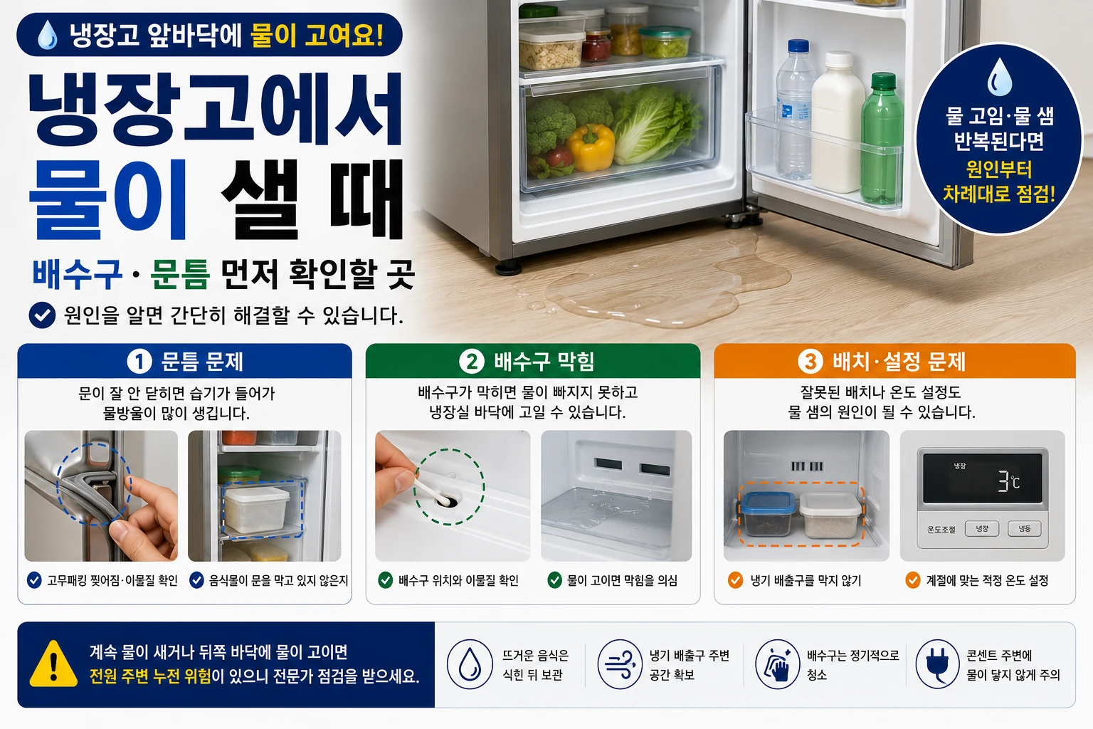 냉장고 물 새는 원인