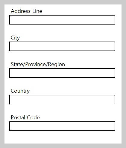 영문/영어 주소 입력 양식2