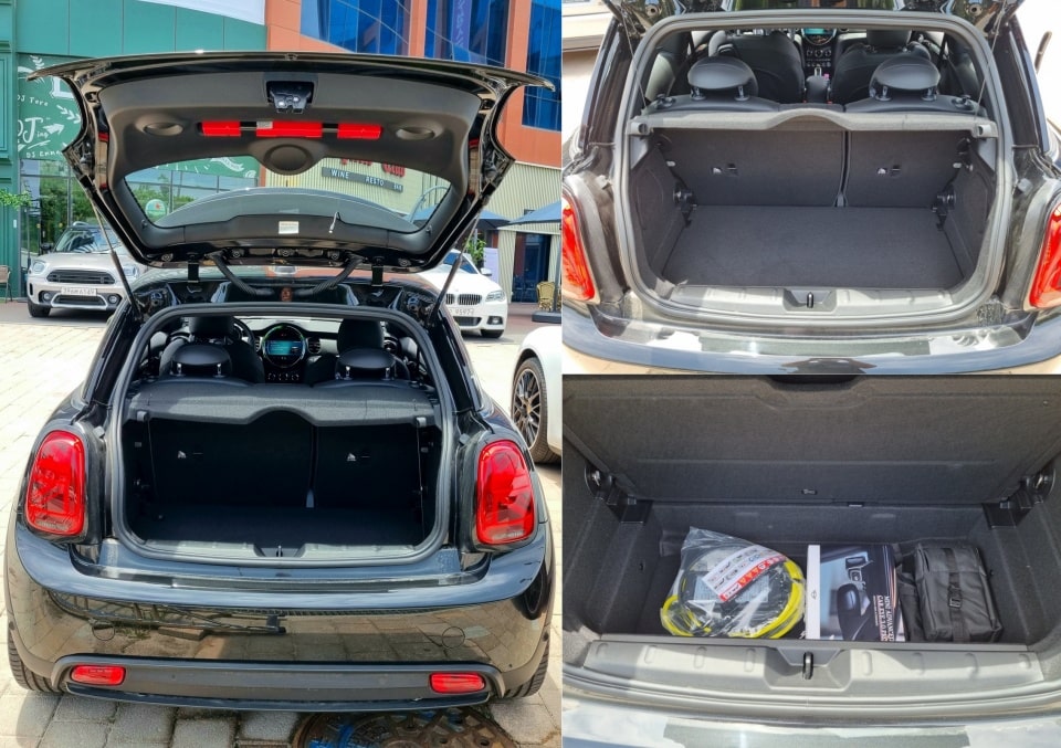 미니 일렉트릭의 트렁크는 미니 3-도어랑 똑같습니다. 기본 용량은 211리터, 2열을 다 접으면 731리터로 늘어납니다.