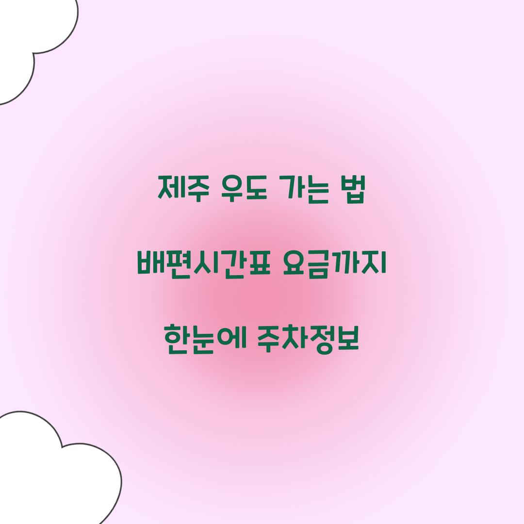 제주 우도 가는 법