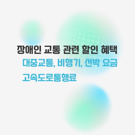 장애인 교통 할인 혜택