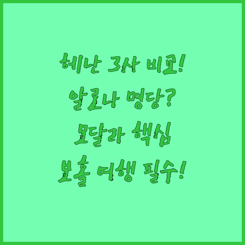 보홀 헤난 3사 전격 비교 알로나 비..