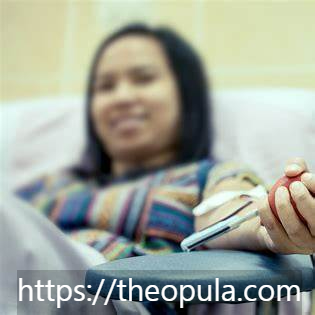 채혈 후 편안한 휴식, 안도와 자부심이 묻어남