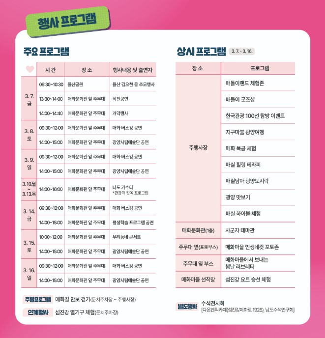 2025 전남 광양 매화축제 일정&amp;#44; 개화시기&amp;#44; 주차정보