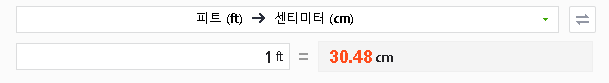 피트 센치 변환