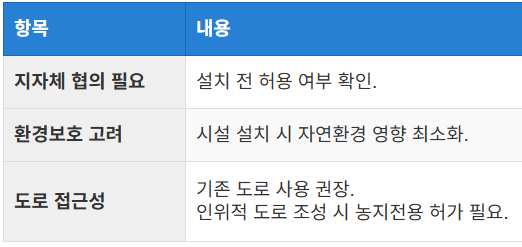 부대 시설 설치 시 유의사항