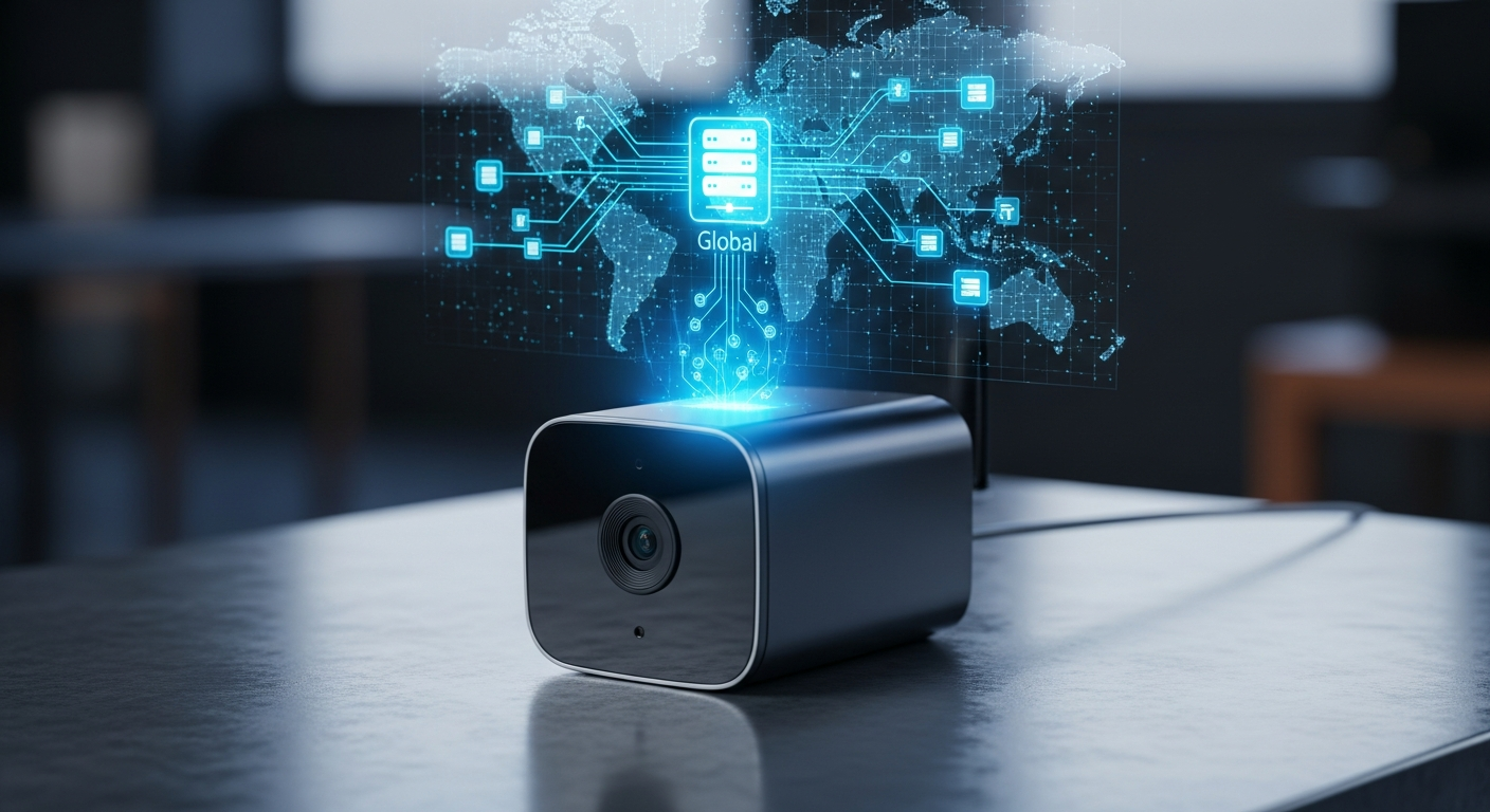 사용자 스마트폰에서 해외 서버로 개인정보 데이터가 전송되는 흐름을 시각화한 그래픽