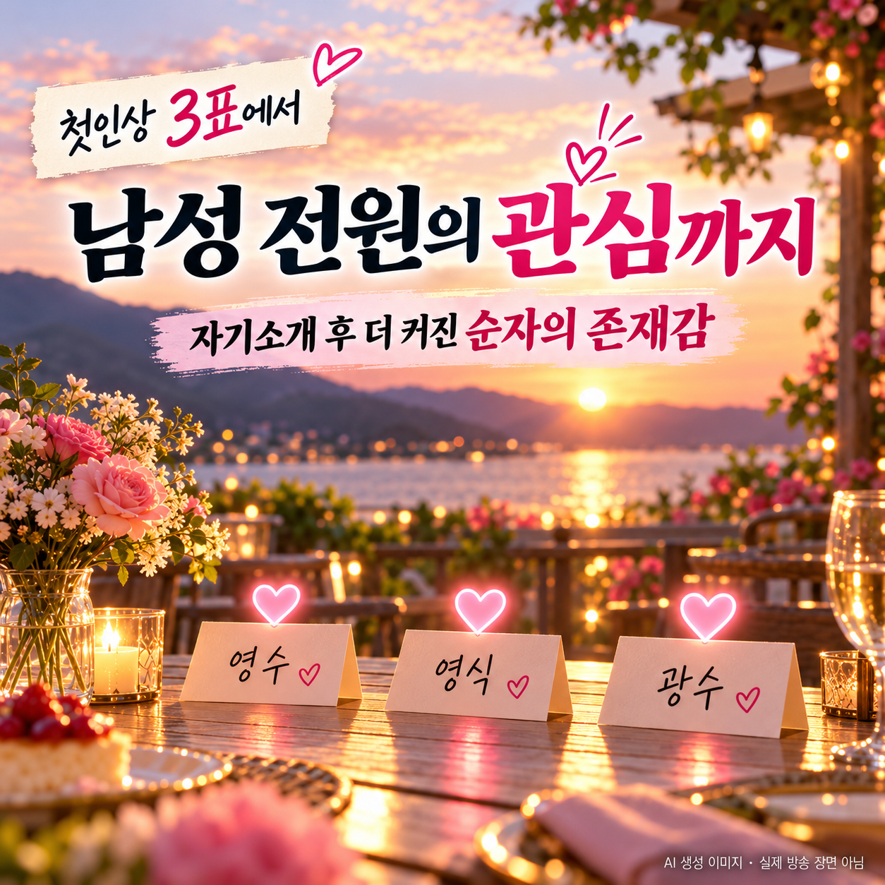 나는 SOLO 34기 순자 첫인상 3표와 남성 출연자 6명 관심