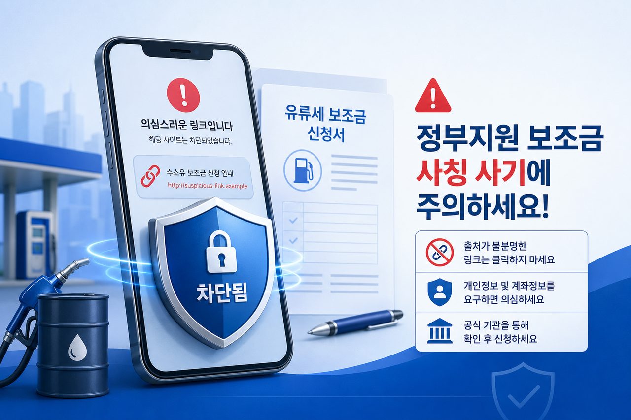 고유가 피해지원금 스미싱 주의 URL 링크 문자 클릭 금지