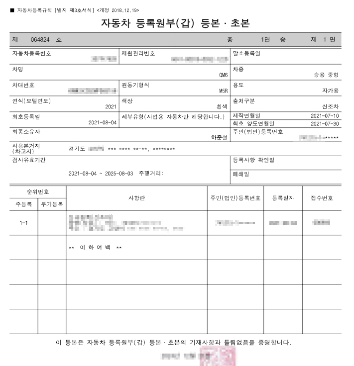 자동차등록원부조회 자동차등록원부인터넷발급