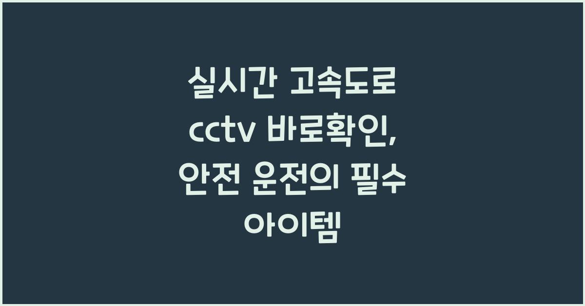 실시간 고속도로 cctv 바로확인