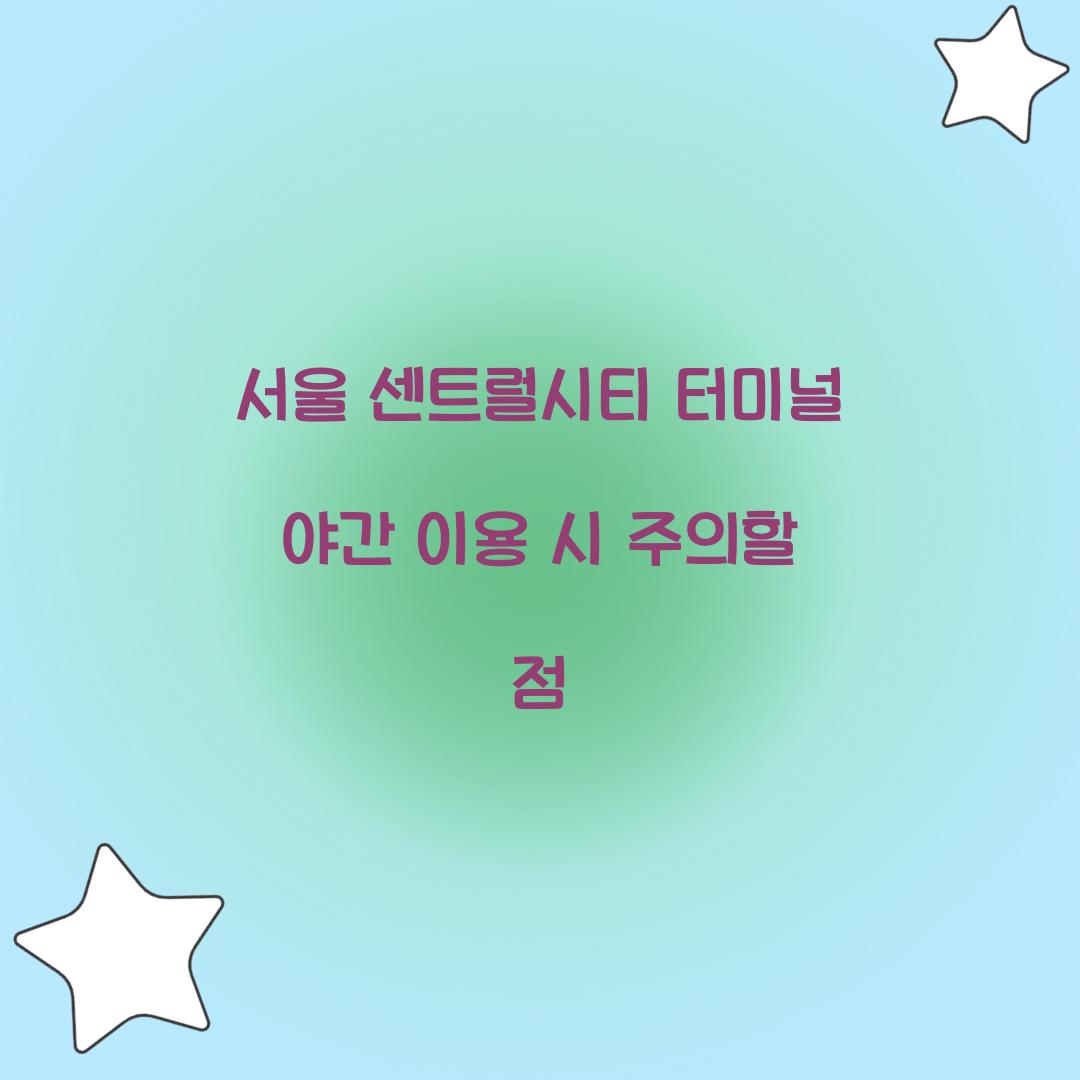 서울 센트럴시티 터미널 야간 이용 시 주의할 점