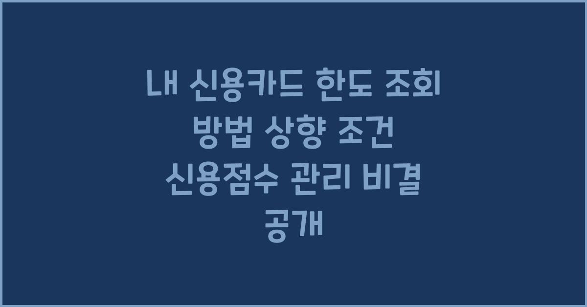 내 신용카드 한도 조회 방법 상향 조건 및 신용점수 영향 관리 비결 상세 더보기