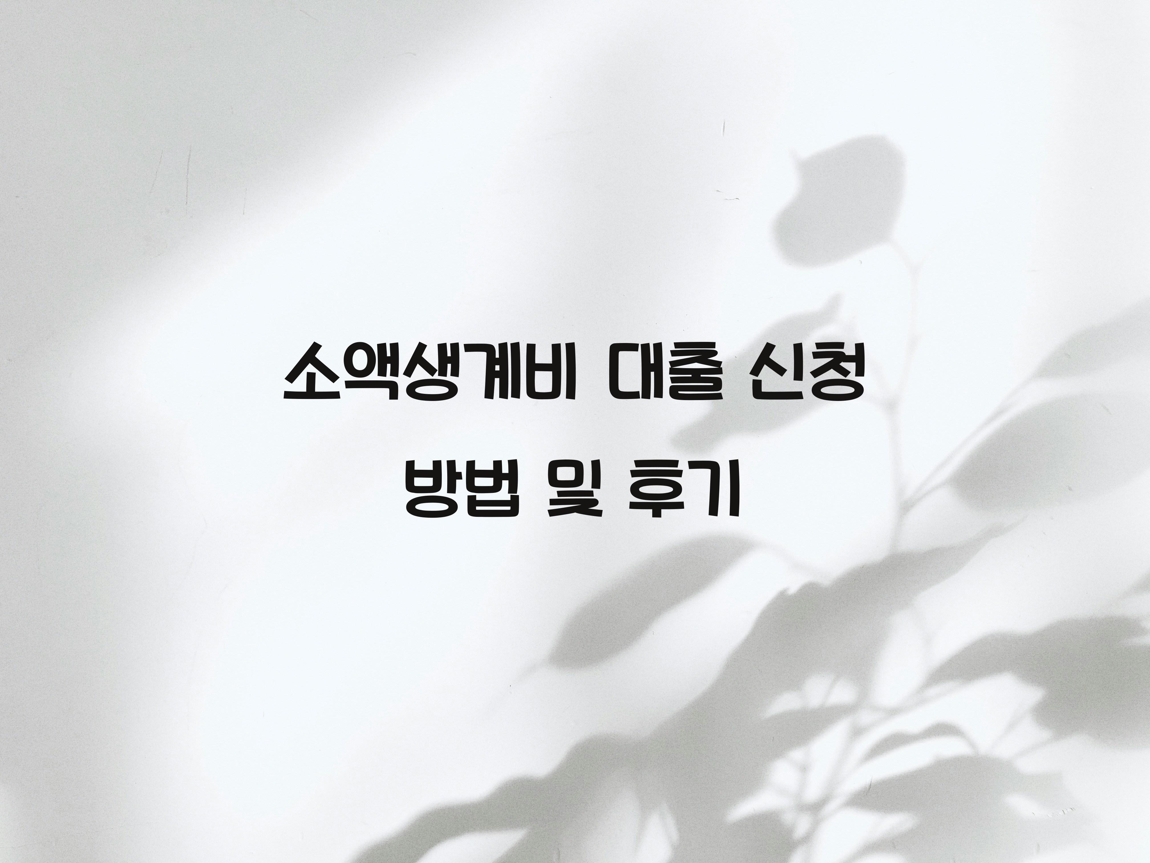 소액생계비 대출 신청