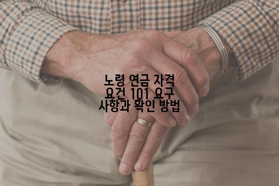 노령 연금 자격 요건 101 요구 사항과 확인 방법