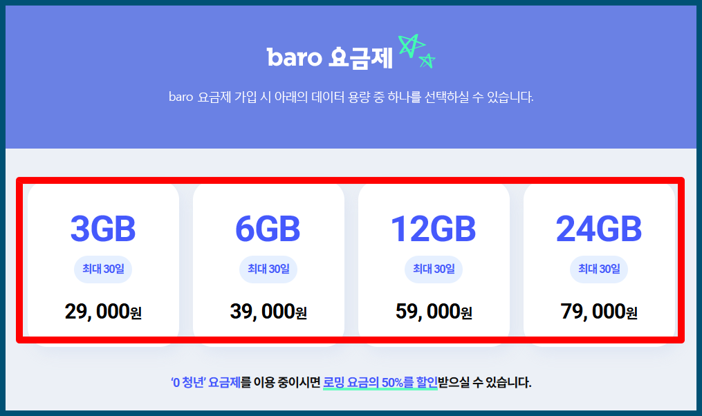 클럽T로밍 바로 요금제 확인