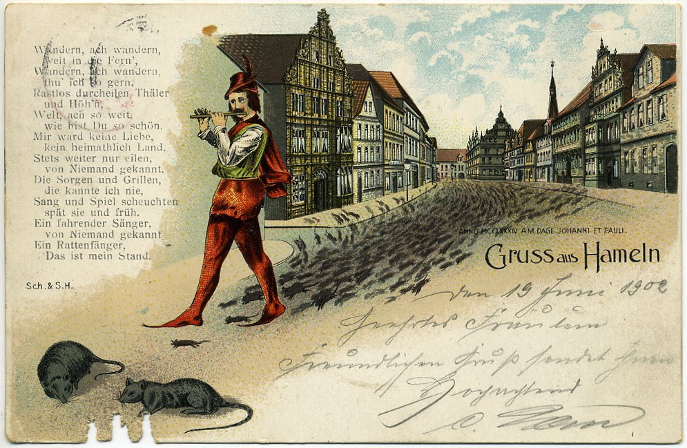 Lithografie von 1902: Gruss aus Hameln [출처: wikipedia]
