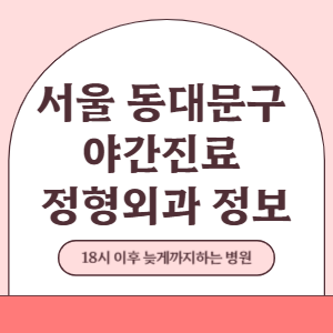 서울 동대문구 야간진료 정형외과 병원 (18시 이후 늦게까지하는 병원)