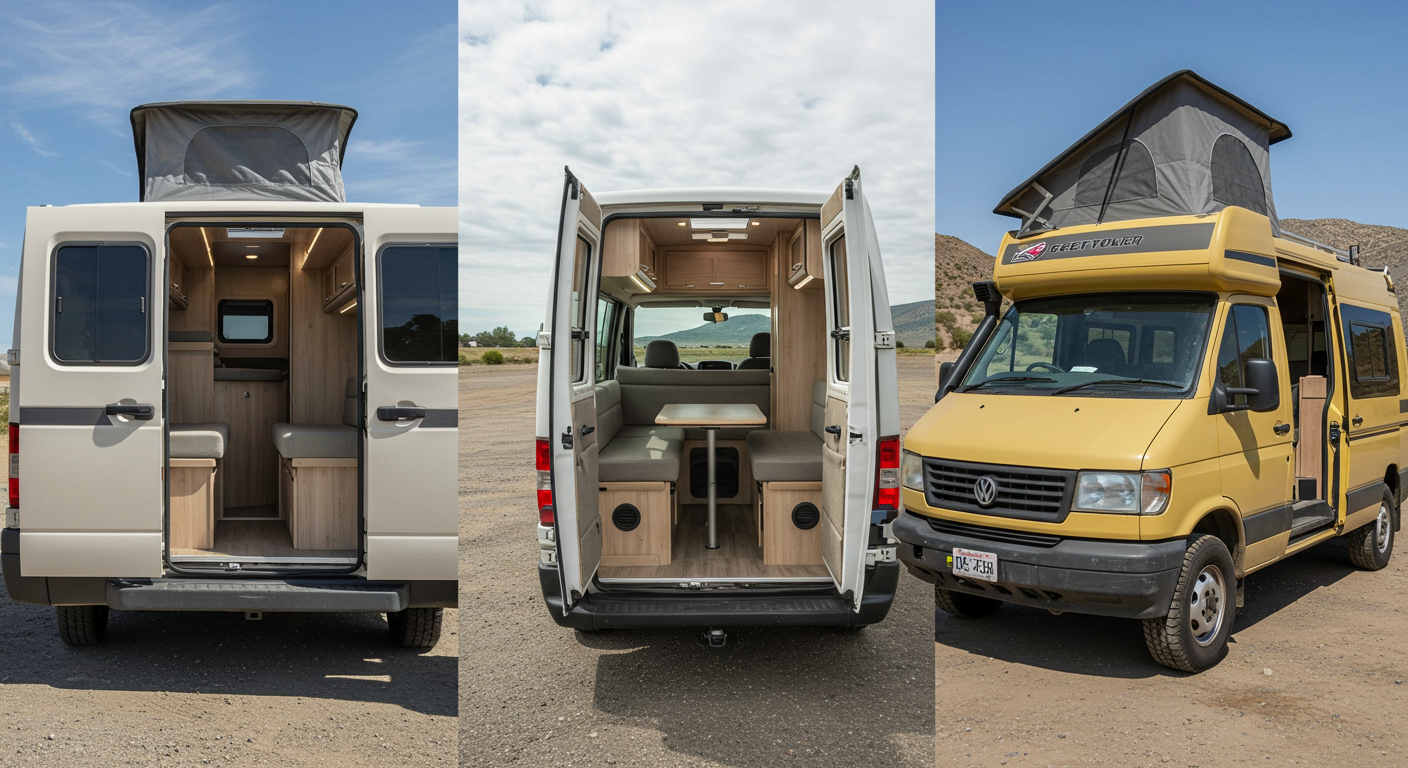 서로 다른 유형의 캠핑카 3종