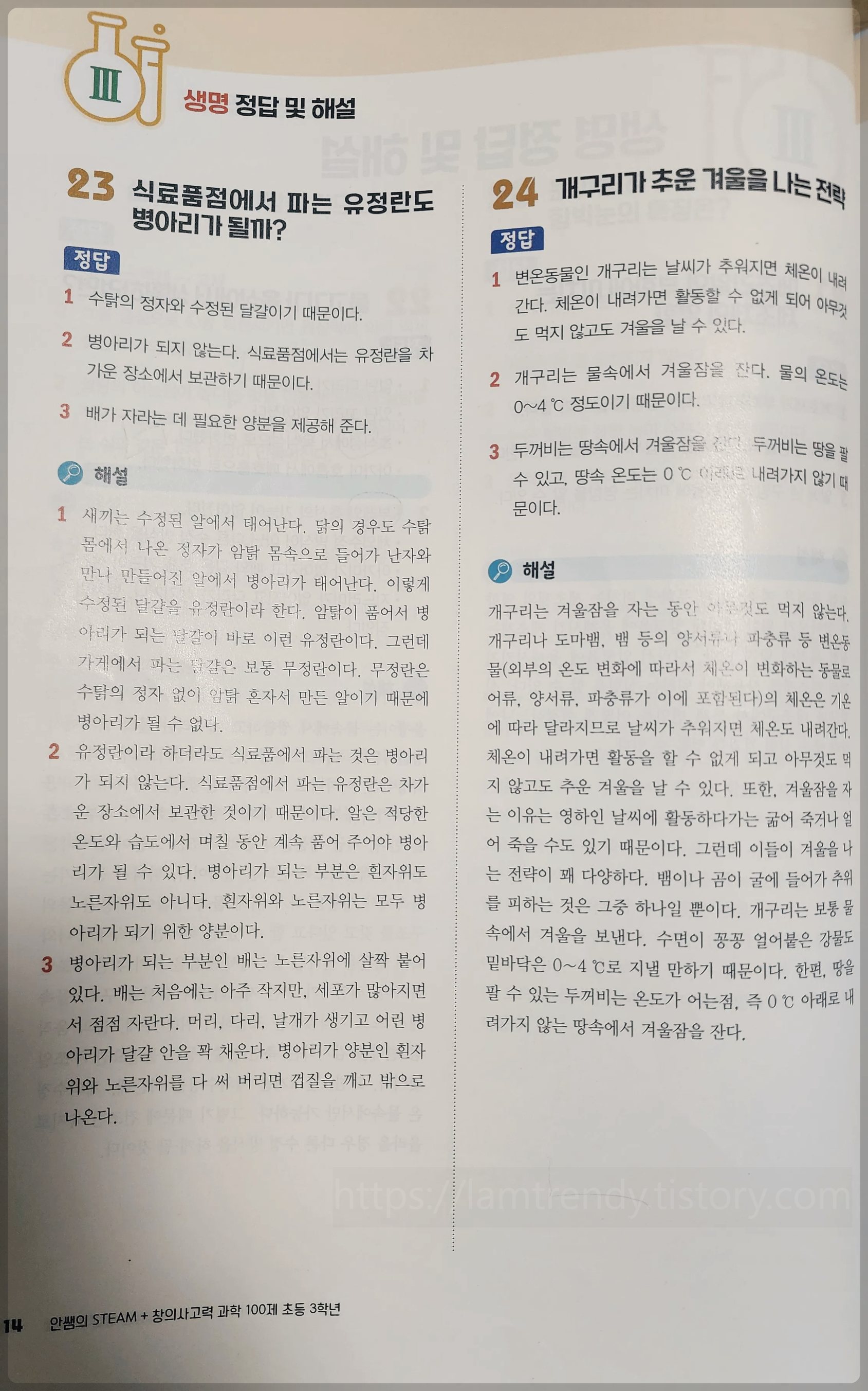 안쌤 영재 과학 문제 해답