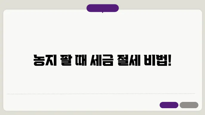 농지 양도세 감면조건