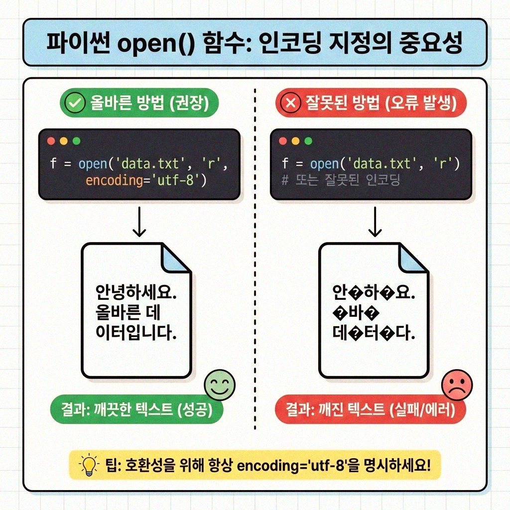파이썬 open 함수 UnicodeDecodeError 이제 그만