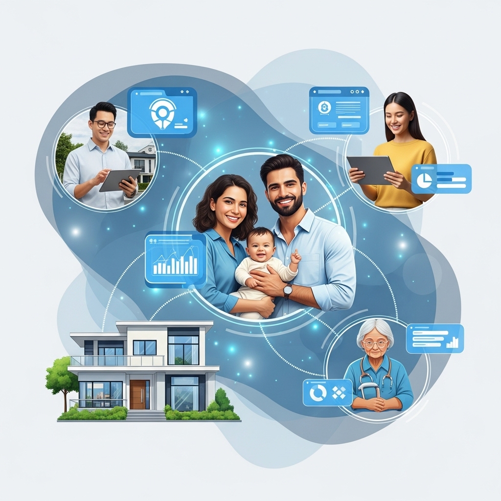 2026년 정부지원금 정책을 상징하는 다양한 사람들과 지원 항목들이 어우러진 희망찬 일러스트