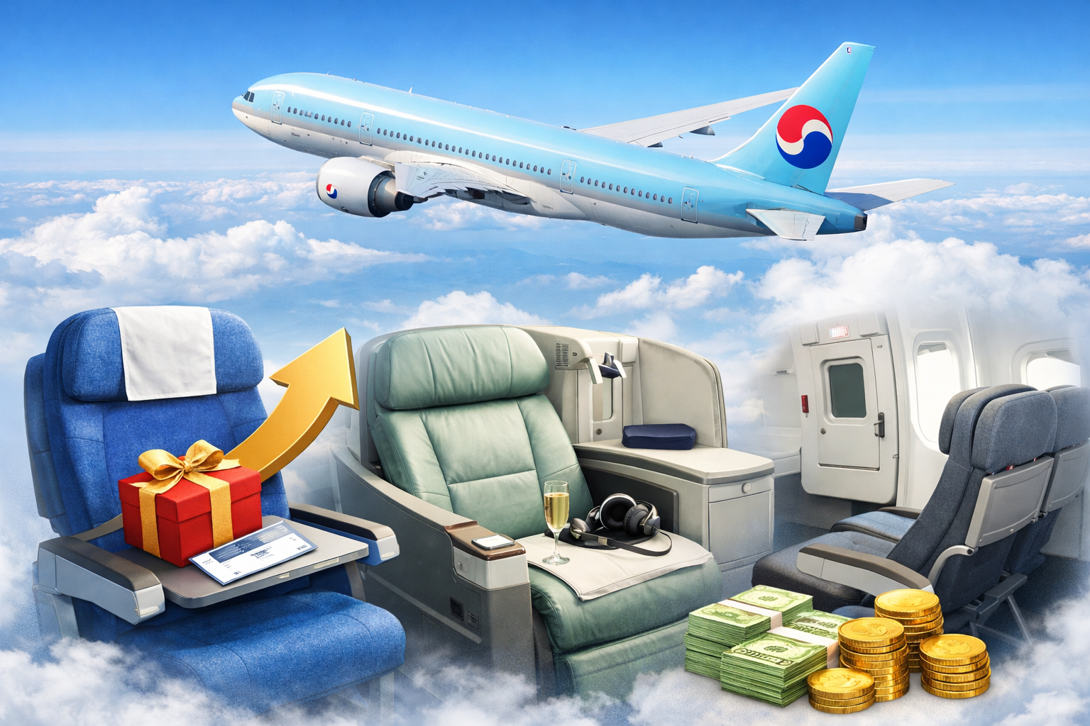대한항공 좌석 업그레이드 방법 총정리｜무료&middot;유료 차이, 비용, 비상구 좌석까지 관련 사진