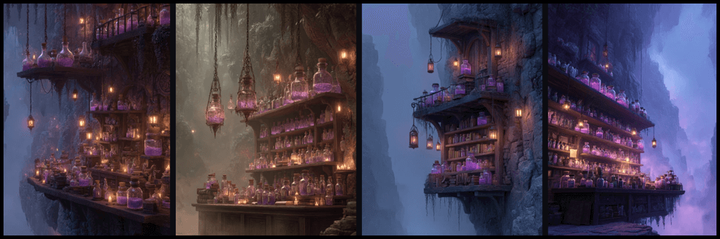 floating potion shop 세계관 실험 생성 이미지_ Midjourney