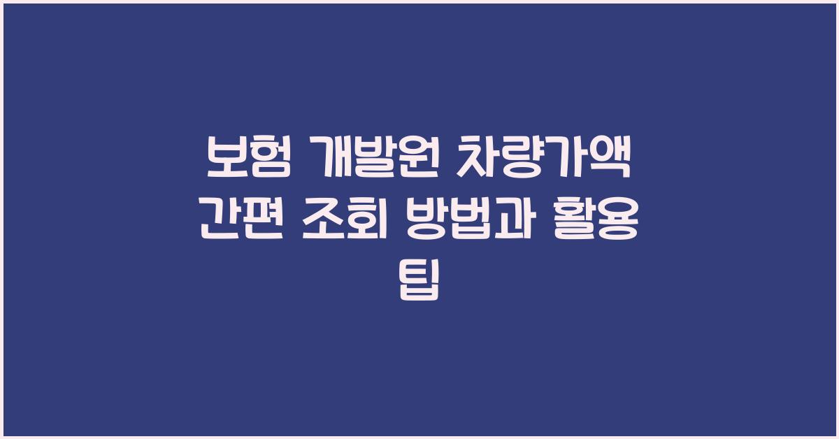 보험 개발원 차량가액