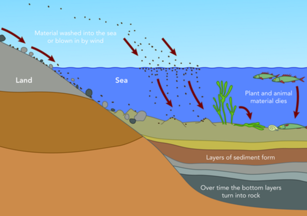 퇴적암의 형성과 특징을 설명하는 사진