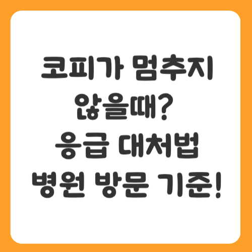 코피가 멈추지 않을때? 응급 대처법과 병원 방문 기준!