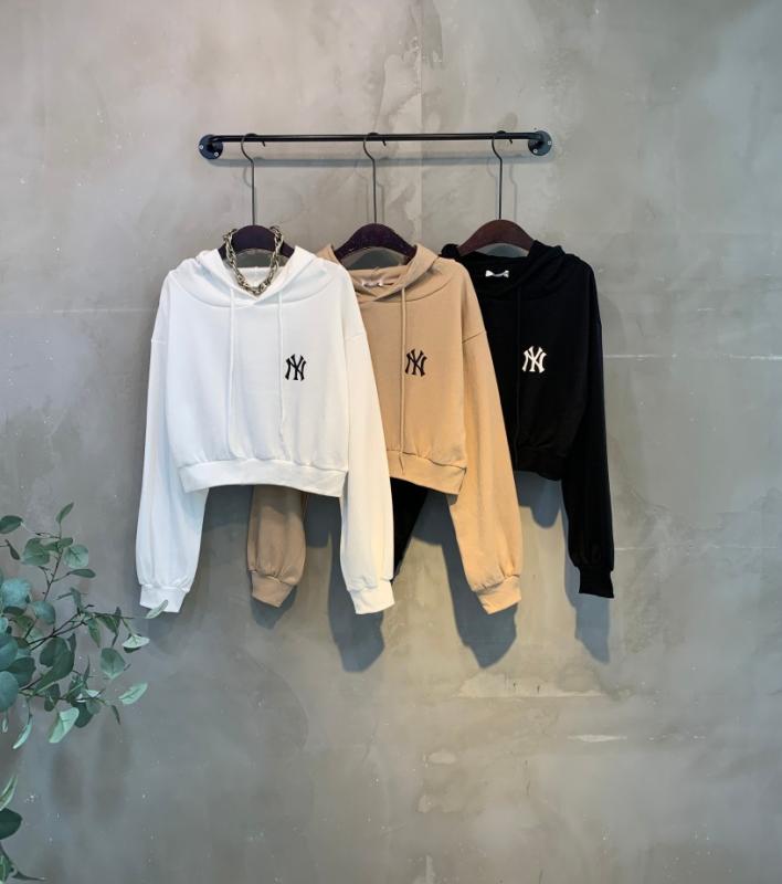 라방 10 가을신상 앤마 뉴욕 프린팅 크롭 후드 티셔츠