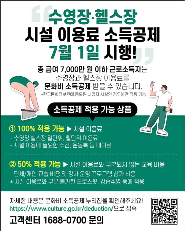 수영장, 헬스장 시설 이용료 소득공제 안내 이미지