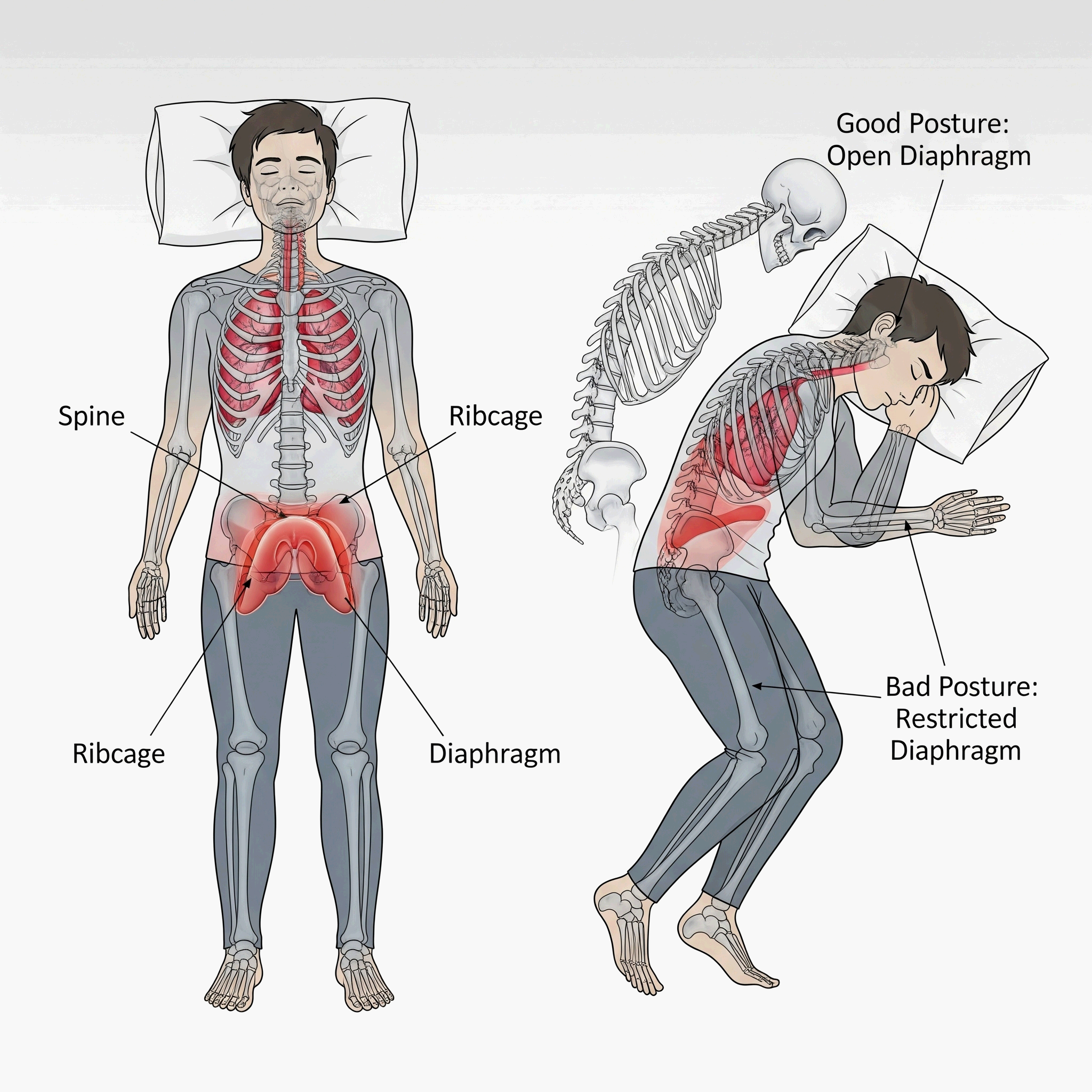 수면 중 흉부 건강과 바른 체형의 연관성: 올바른 수면 자세와 호흡 근육 회복 전략